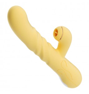 MizzZee - Sucking Retractable Rotating Heating Massager Vibrator (Chargeable - Yellow)